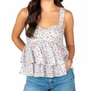 NEW SINCERELY OURS cherry check bella tank top in multi